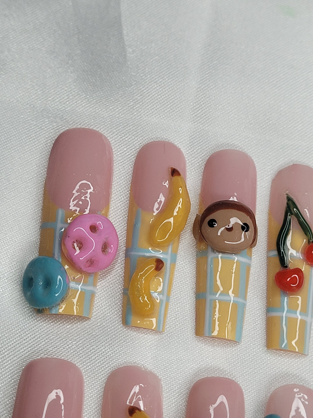 Banana Monkey Fun Set 🍌🐒 | 3D Cute Press On Nails